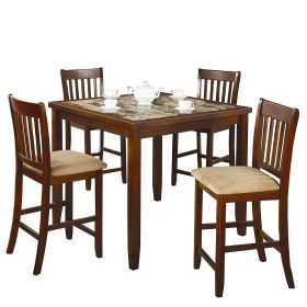 Casual 5-Piece Dining Set with Microfiber Padded Counter Height Stools Casual 5-Piece Dining Set with Microfiber Padded Counter Height Stools