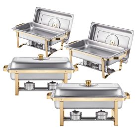 8 Qt 4 Pack Rectangle Chafing Dish Buffet Set Full Size Pan Stainless Steel Gold 8 Qt 4 Pack Rectangle Chafing Dish Buffet Set Full Size Pan Stainless Steel Gold